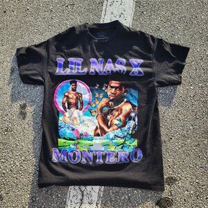 Lil Nas Shirt Mens Medium Merch Rap Bootleg Concert Retro Black Popover